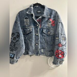 AMR original Graffiti art denim jacket cropped oversized